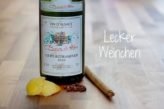 Weisser Glühwein mit Gewürzen vom Würzmeister