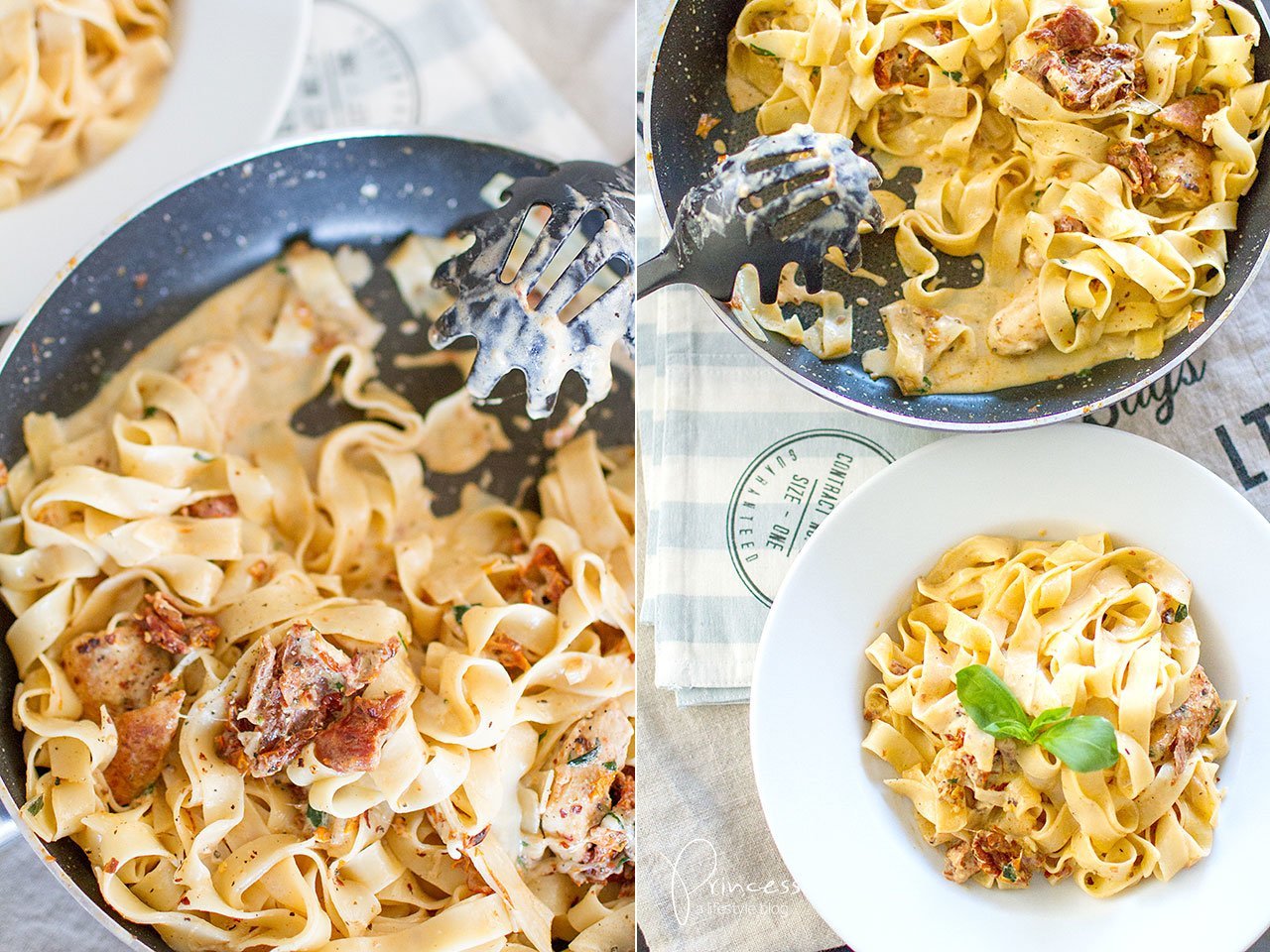 Chicken Mozzarella Pasta mit getrockneten Tomaten