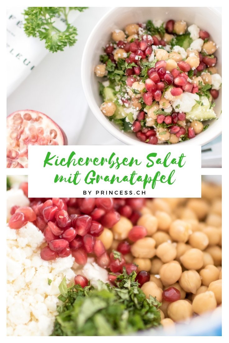 Kichererbsen Salat mit Granatapfel und Balsamico Dressing